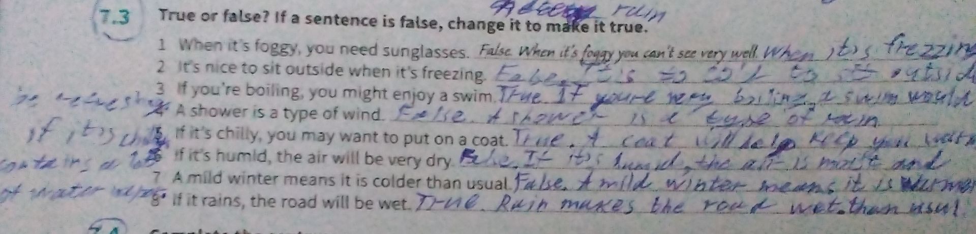 Фото задания: True or false? If a sentence is false, change it to make it true.