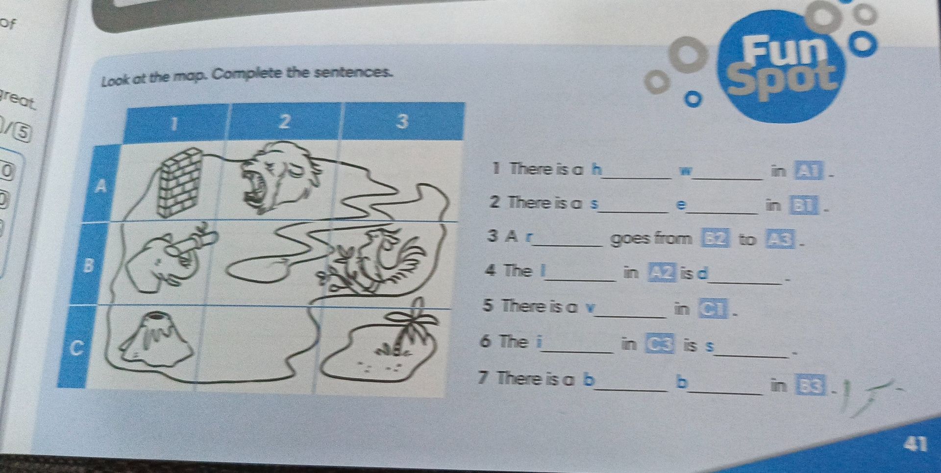 Фото задания: Look at the map. Complete the sentences.