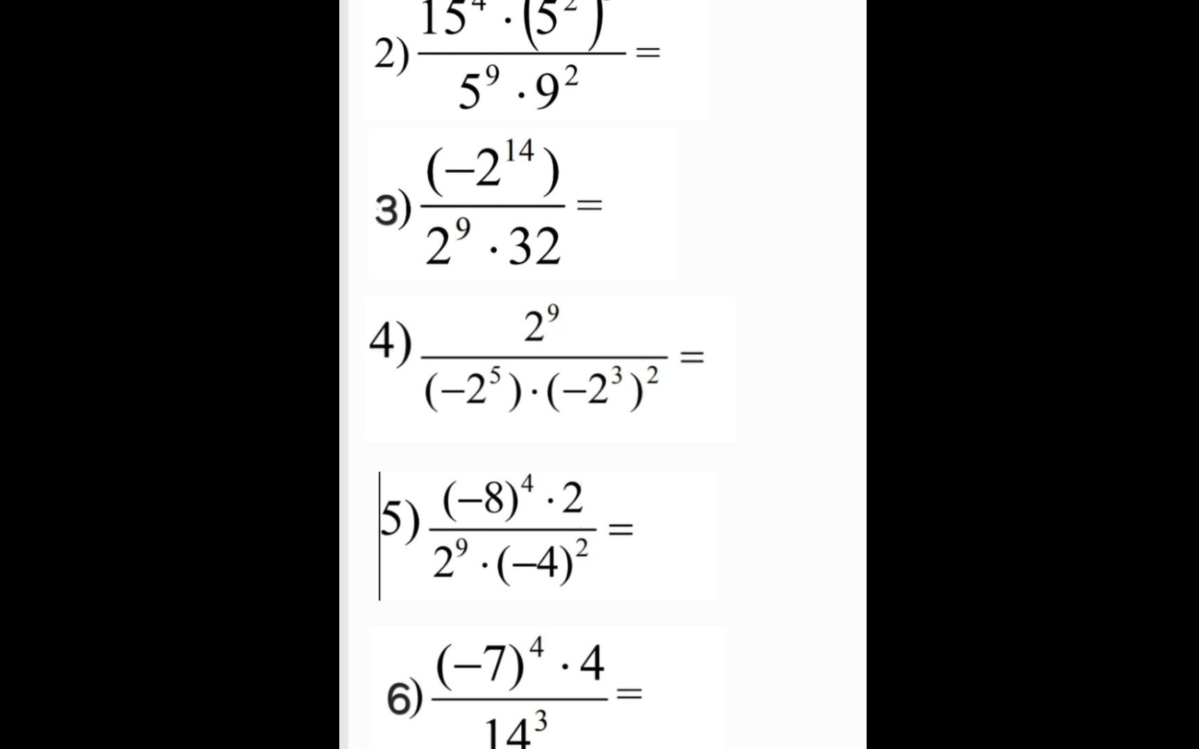 Фото задания: 2) \(\frac{15^4 \cdot 5^2}{5^9 \cdot 9^2}\)