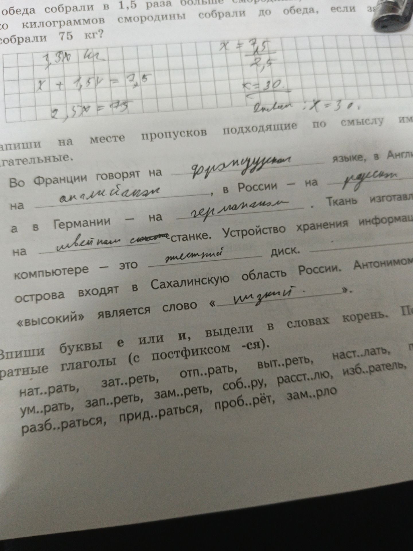 Фото задания: Insert the letters 'e' or 'и' and identify the root in reflexive verbs.