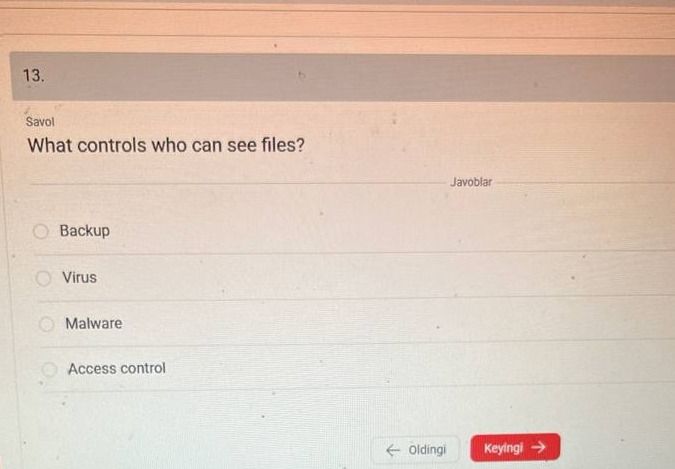 Фото задания: What controls who can see files?