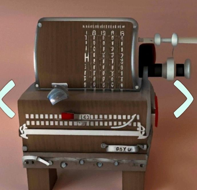 Фото задания: This is an image of a vintage calculator. Can you describe its features?