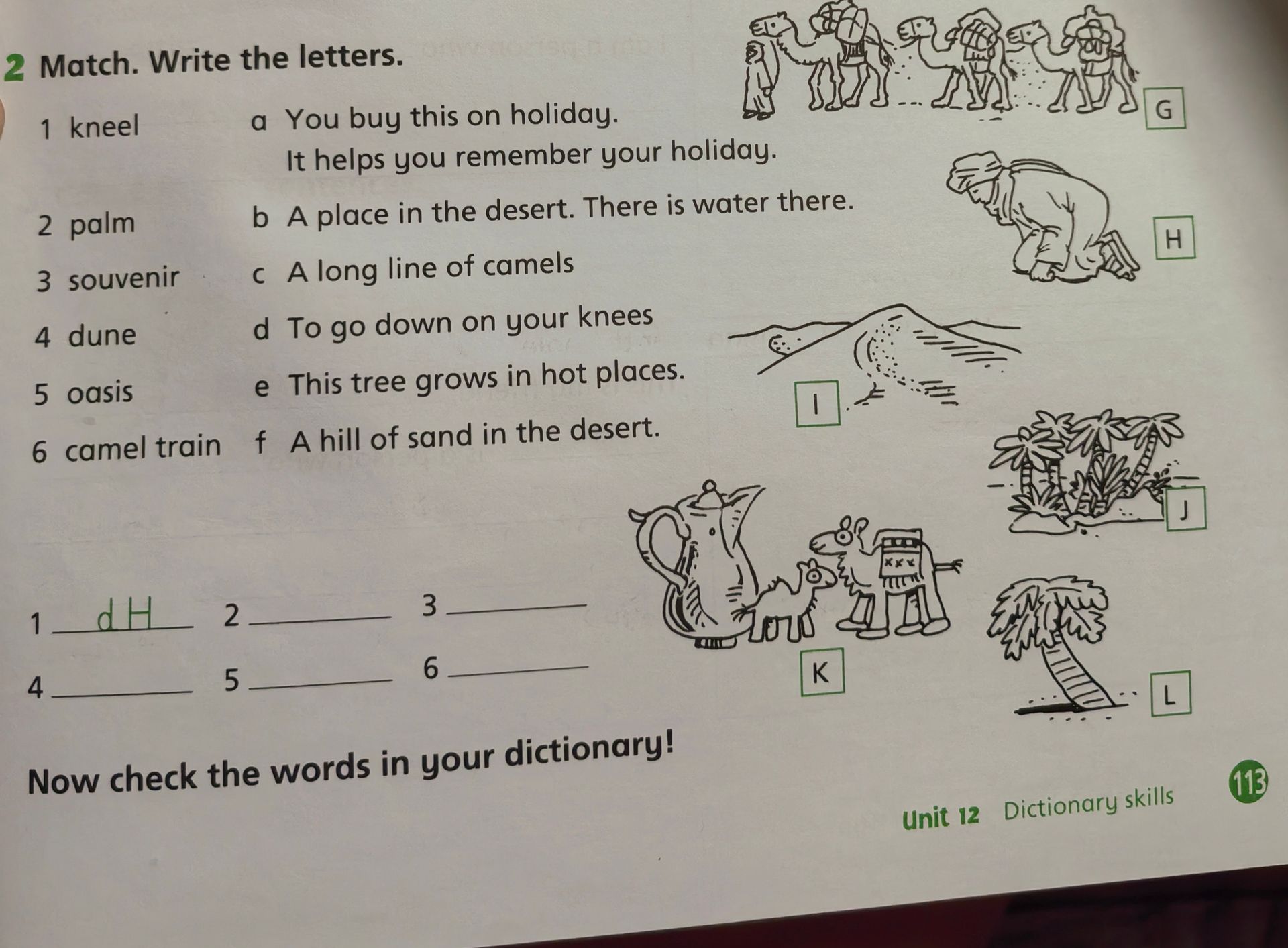 Фото задания: 2 Match. Write the letters.