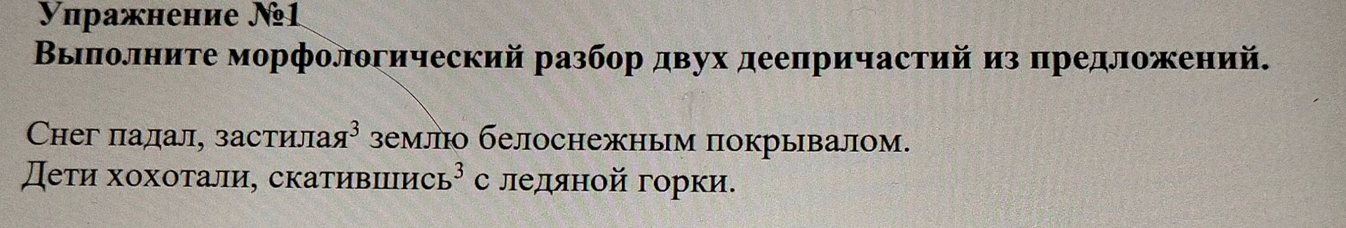 Фото задания: Снег падал, застилая землю белоснежным покрывалом.