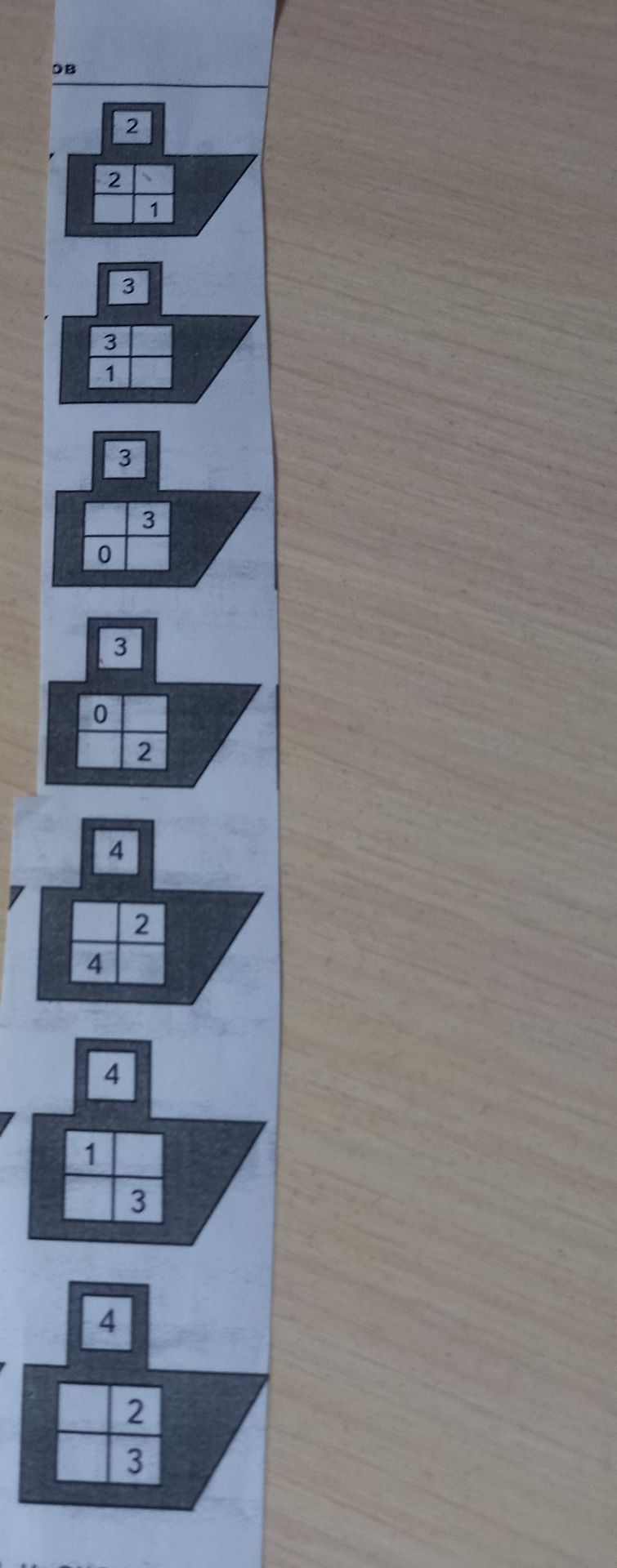 Фото задания: This image contains a sequence of diagrams with numbers. Each diagram consists of a larger trapezoidal shape with a smaller…