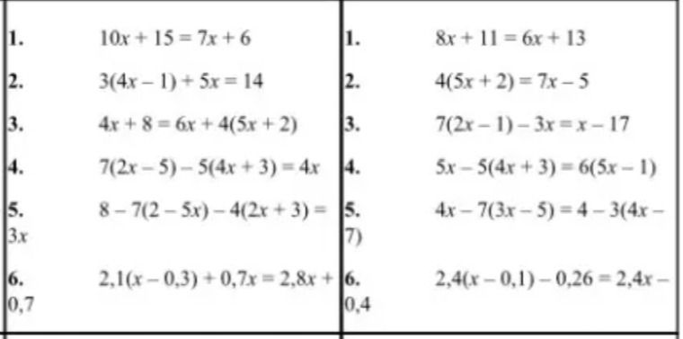 Фото задания: 6. 2,1(x - 0,3) + 0,7x = 2,8x