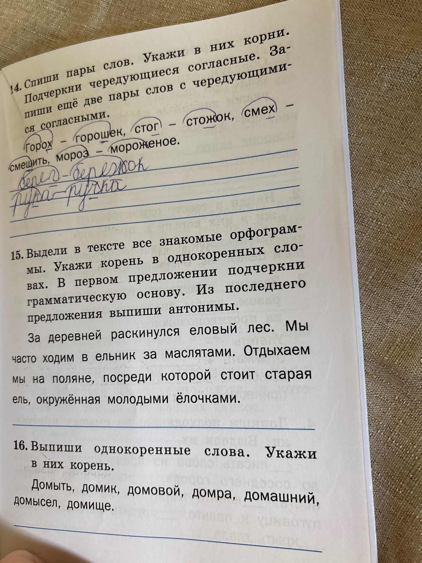 Фото задания: 16. Выпиши однокоренные слова. Укажи в них корень.