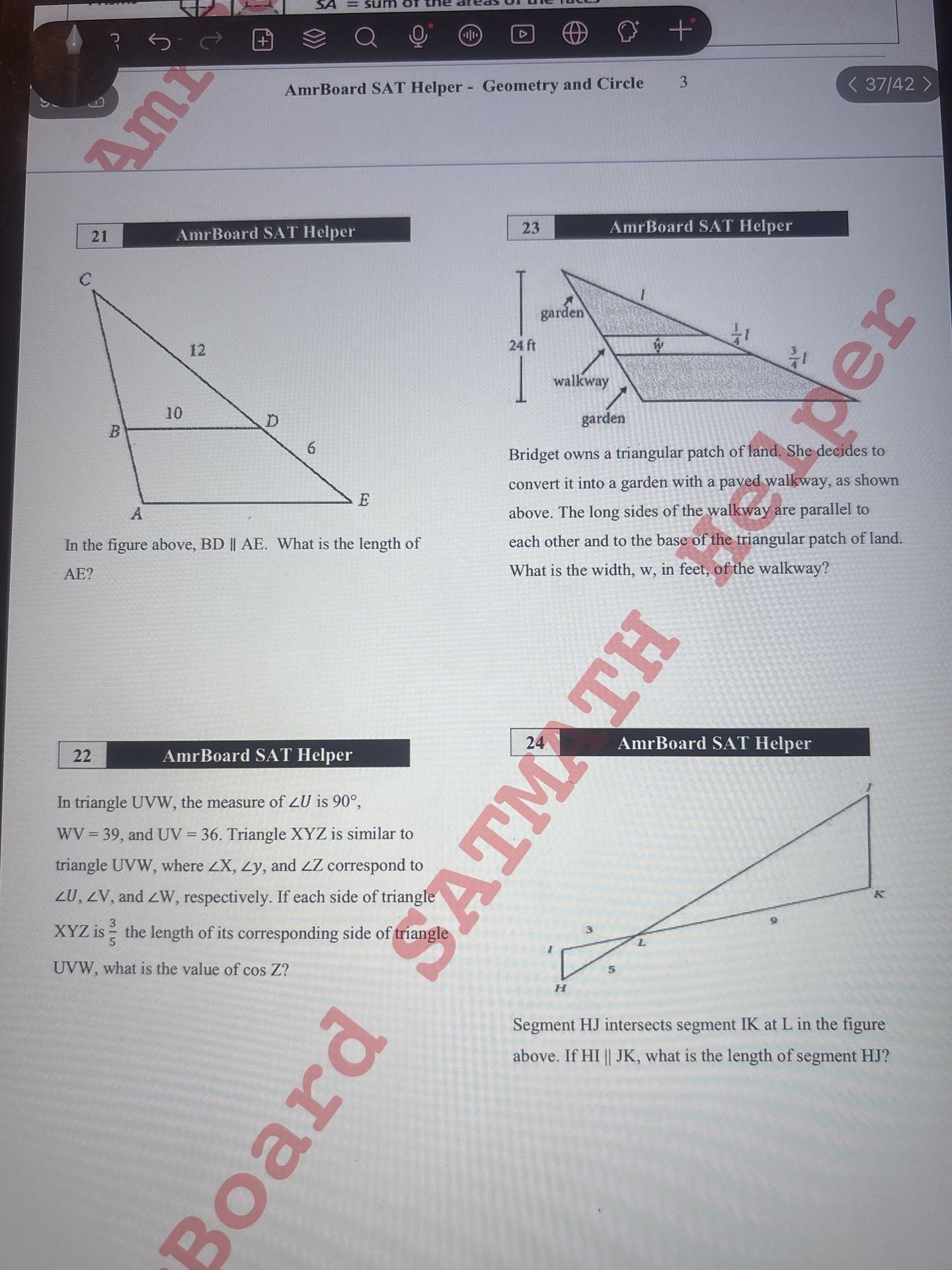 Фото задания: 21. In the figure above, BD ∥ AE. What is the length of AE?