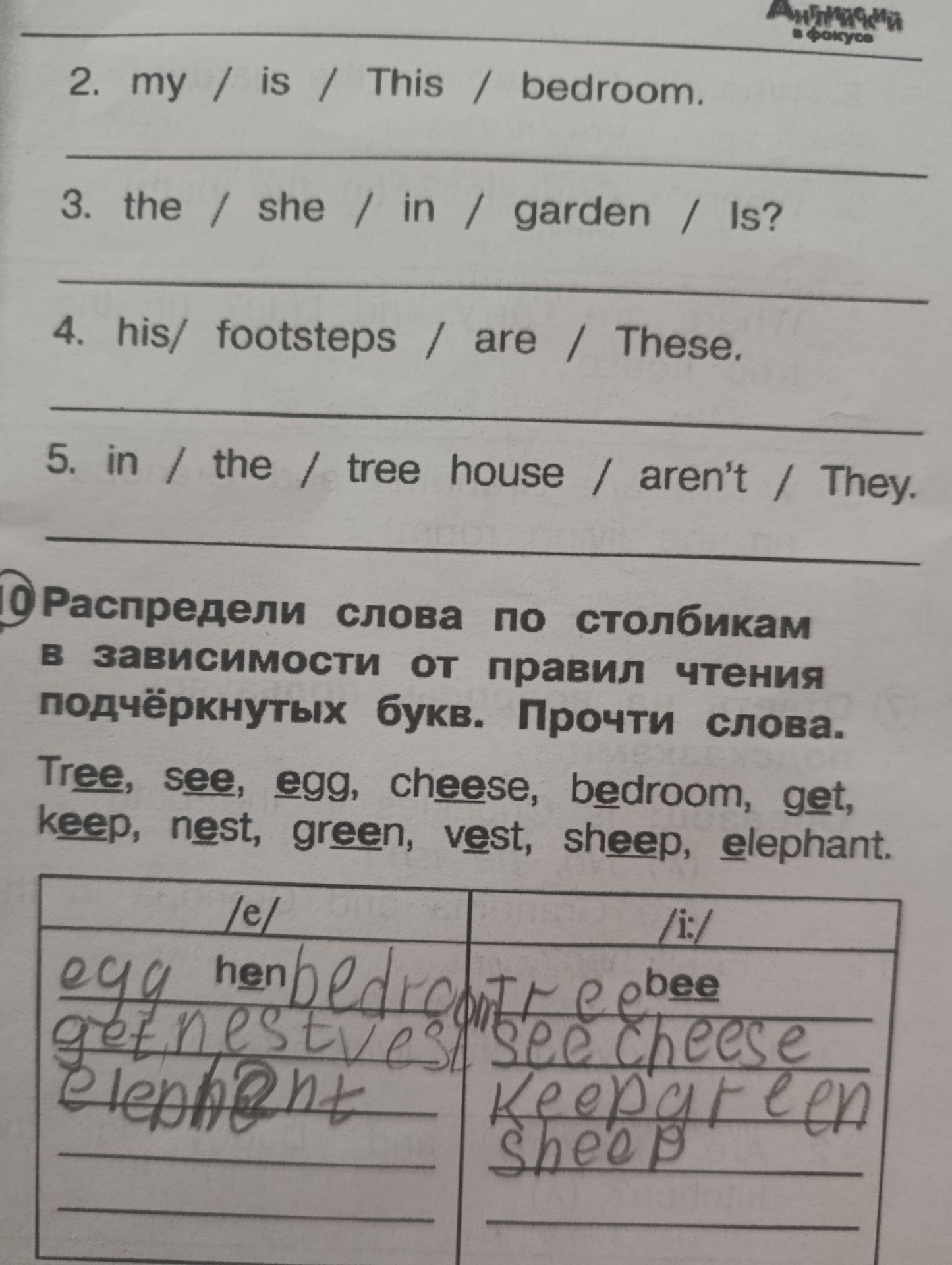 Фото задания: 5. in / the / tree house / aren’t / They.