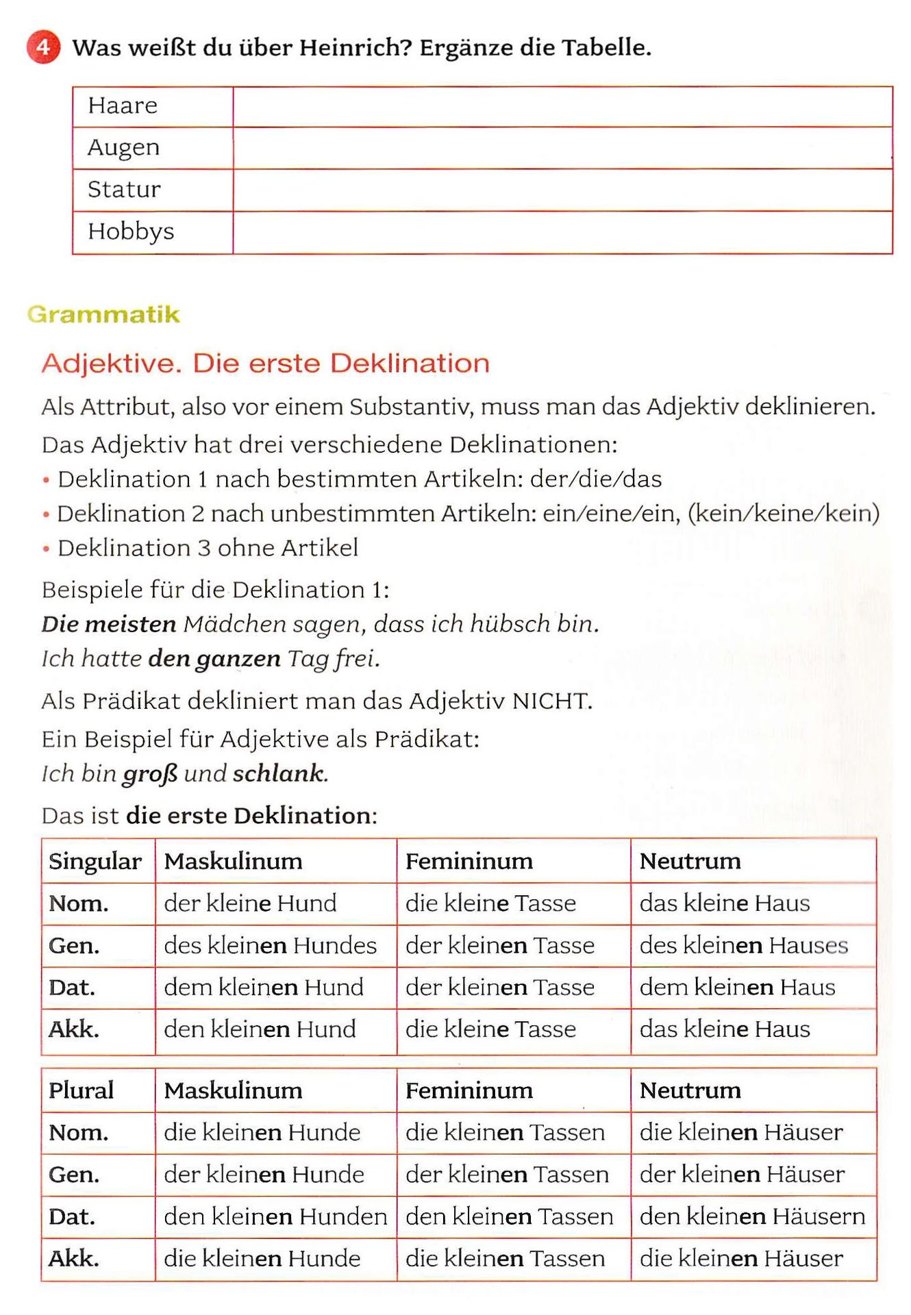 Фото задания: Was weißt du über Heinrich? Ergänze die Tabelle.