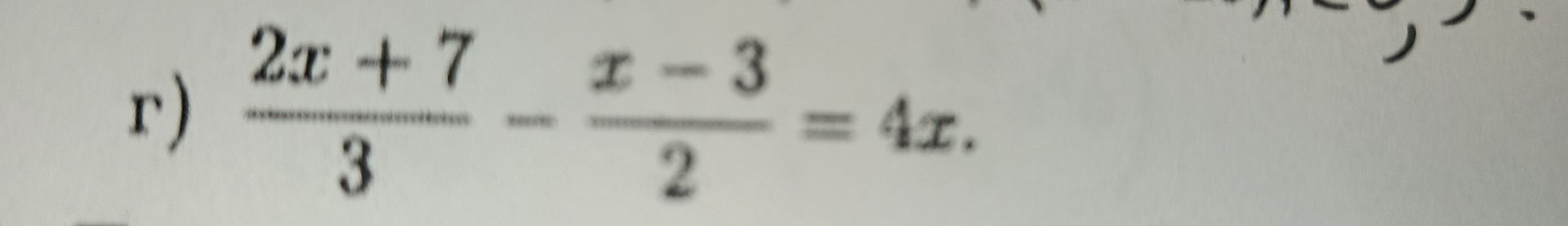Фото задания: Решите уравнение: (2x + 7)/3 − (x − 3)/2 = 4x.