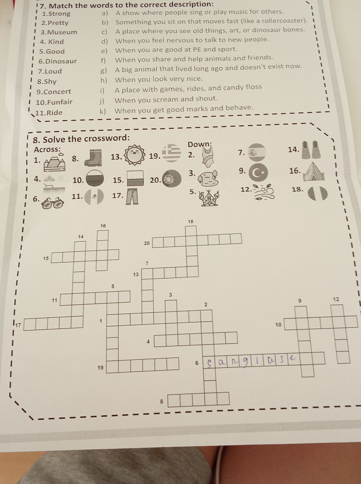 Фото задания: 8. Solve the crossword.