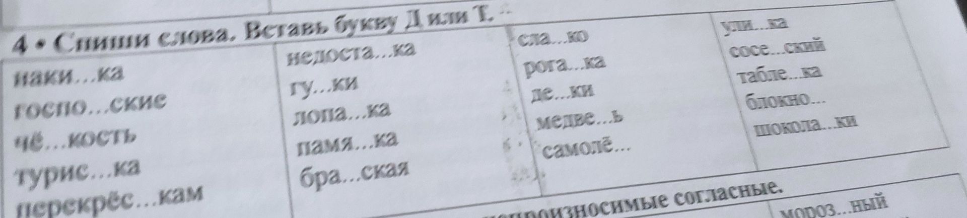 Фото задания: Сними слова. Вставь букву И или Ы.