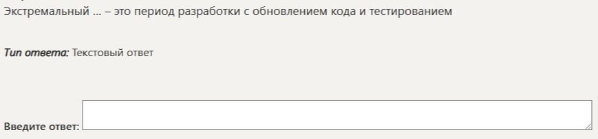 Фото задания: Экстремальный ... — это период разработки с обновлением кода и тестированием