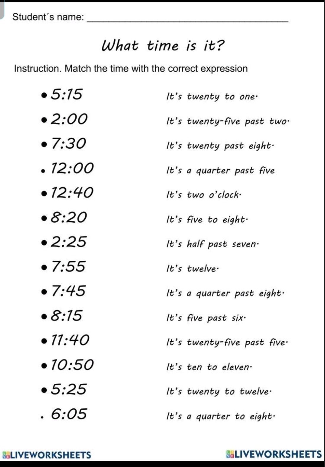 Фото задания: Match each digital time with the correct English expression.