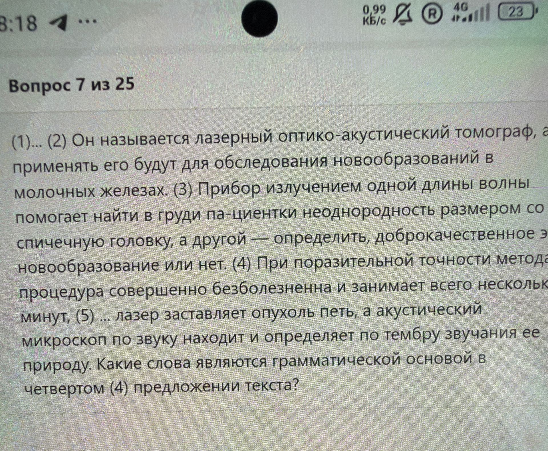 Фото задания: Какие слова являются грамматической основой в четвёртом (4) предложении текста?