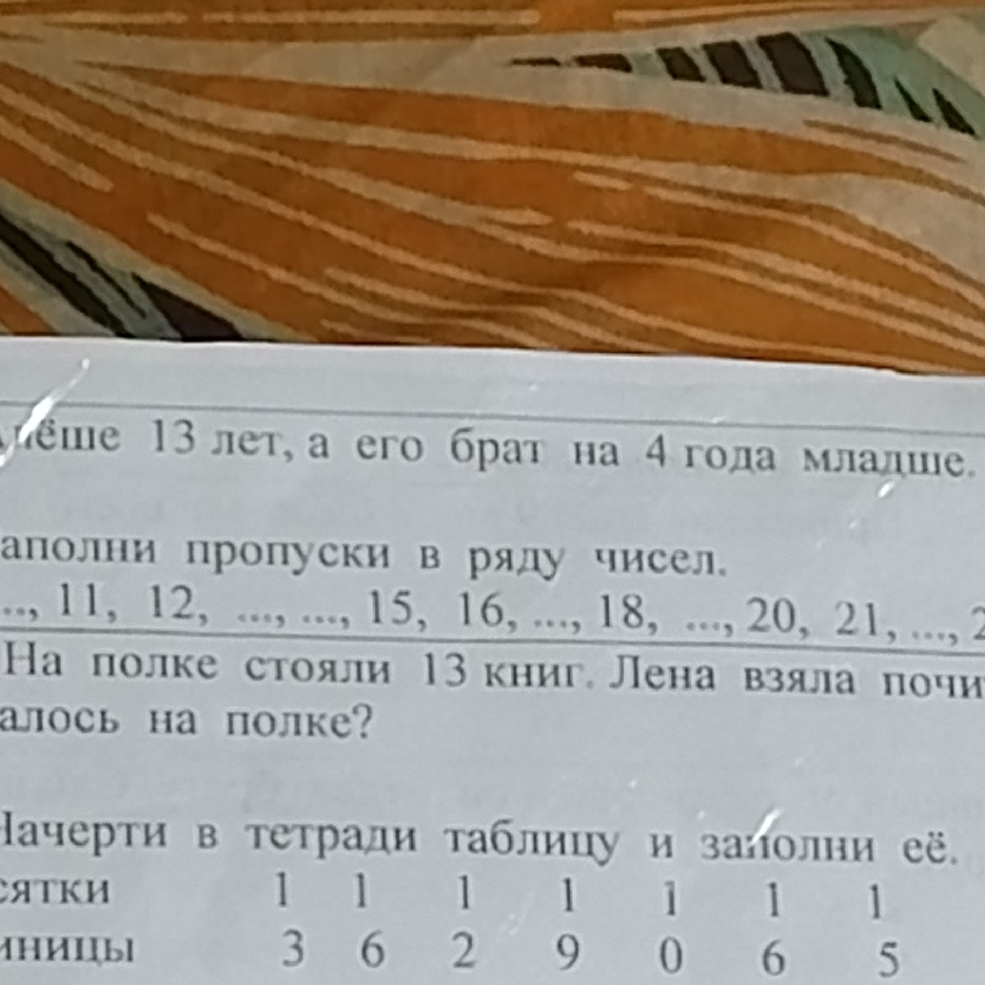 Фото задания: Вставь пропуски в ряду чисел: …, 11, 12, …, …, 15, 16, …, 18, …, 20, 21, …