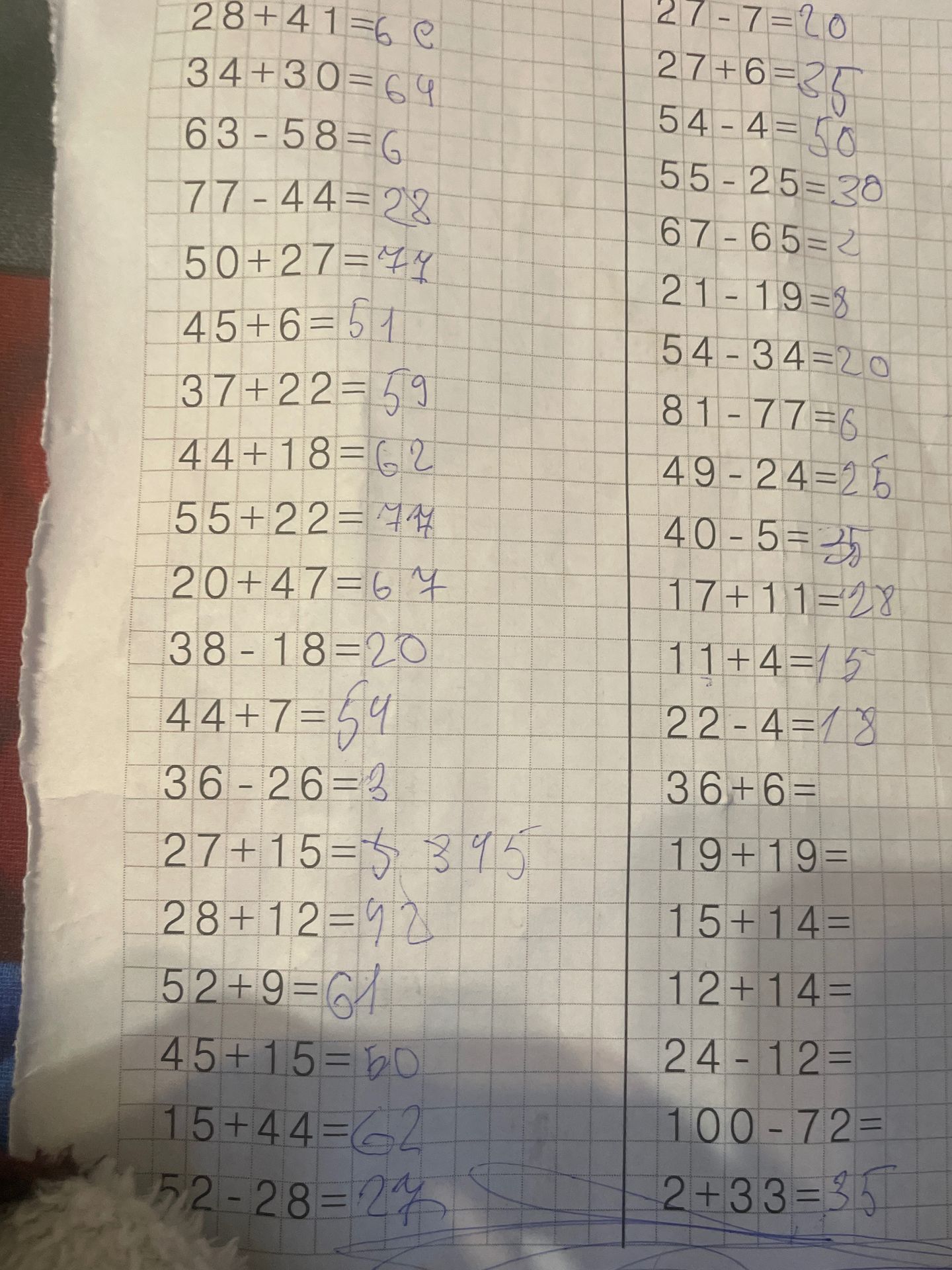 Фото задания: Выполните вычисления: 28+41; 34+30; 63−58; 77−44; 50+27; 45+6; 37+22; 44+18; 55+22; 20+47; 38−18; 44+7; 36−26; 27+15;…