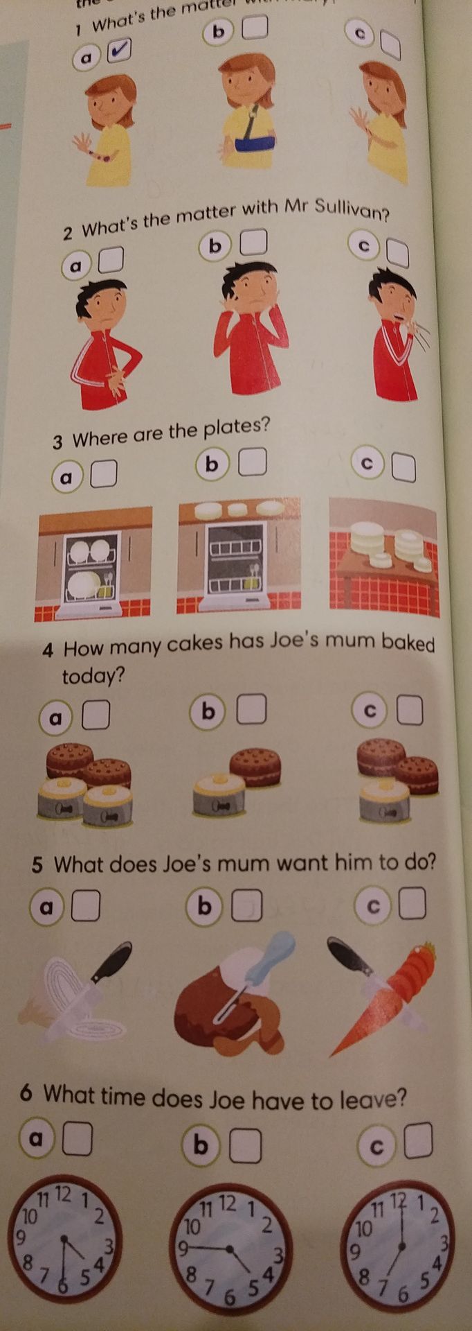 Фото задания: 3. Where are the plates? Choose a, b or c.
