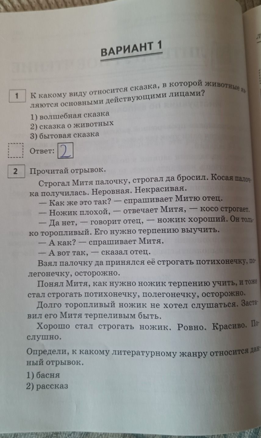 Фото задания: Прочитай отрывок. Строгал Митя палочку, строгал да бросил. Косая палочка получилась. Неровная. Некрасивая. — Как же это…