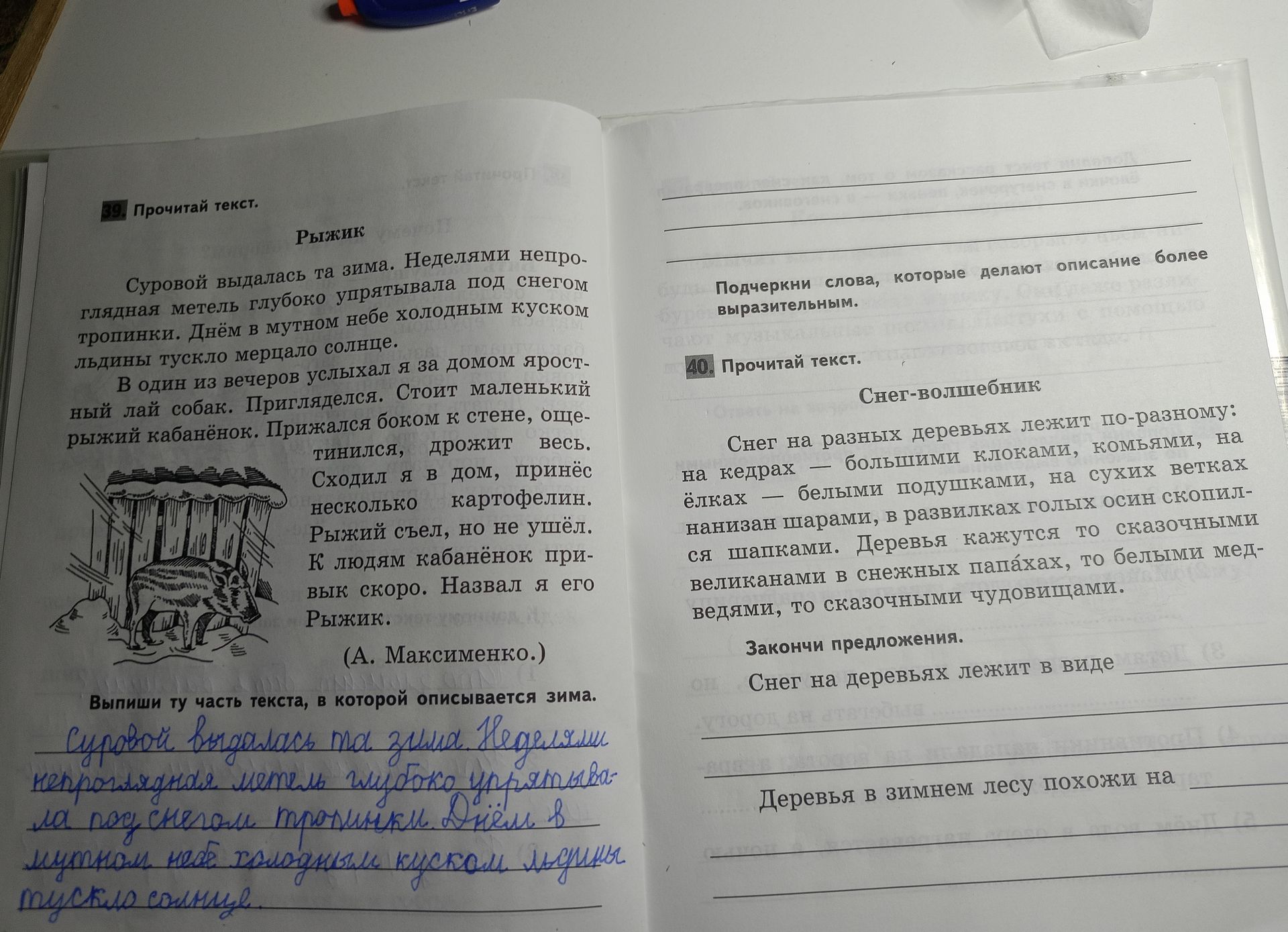 Фото задания: Подчеркни слова, которые делают описание более выразительным.