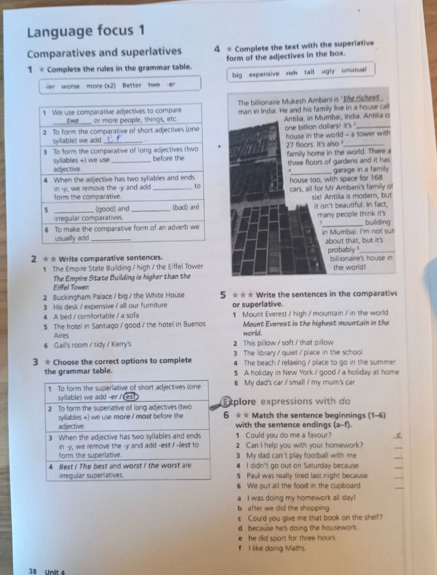 Фото задания: 1. Complete the rules in the grammar table.