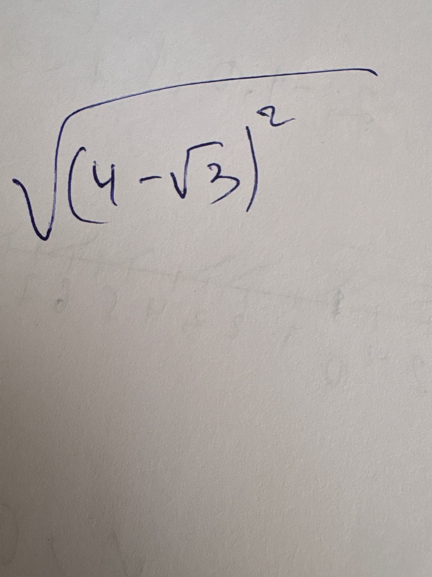 Фото задания: Вычислить \(\sqrt{(4-\sqrt{3})^2}\).