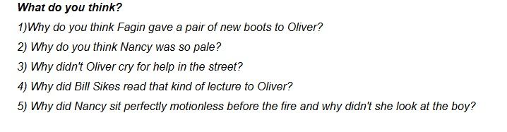 Фото задания: What do you think? 1) Why do you think Fagin gave a pair of new boots to Oliver? 2) Why do you think Nancy was so pale? 3)…
