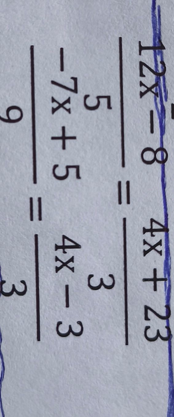 Фото задания: Решите уравнение: \(\frac{5}{-7x+5}=\frac{3}{4x-3}\).