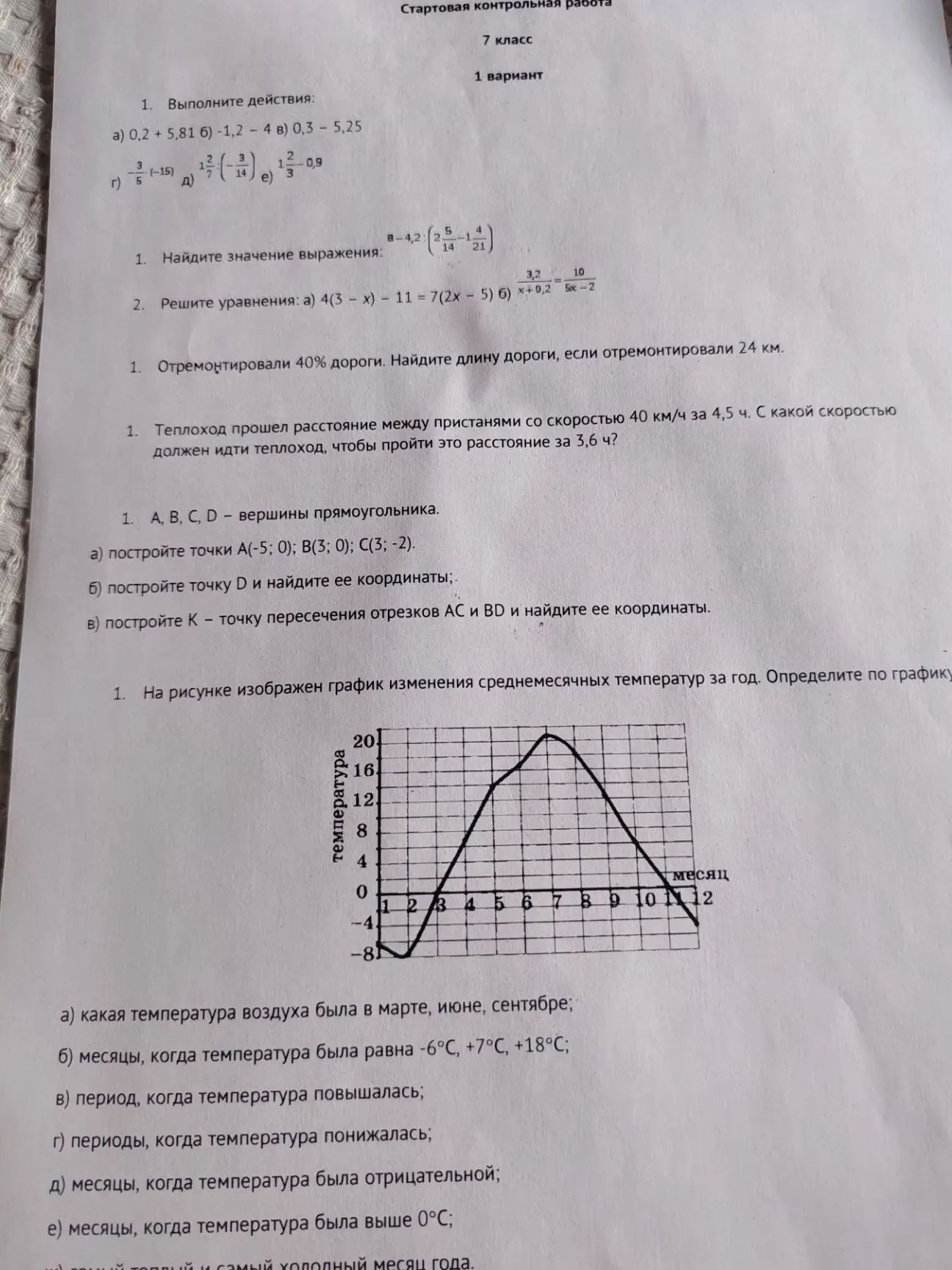 Фото задания: Выполните действия: а) 0,2 + 5,81; б) −1,2 − 4; в) 0,3 − 5,25; г) 3/5 · (−15); д) 1 2/7 · (−3/14); е) 1 2/3 − 0,9.