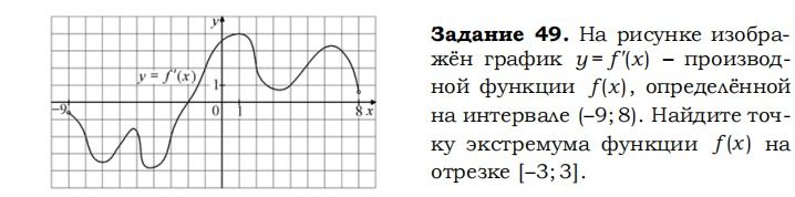 Фото задания: Задание 49. На рисунке изображён график y = f′(x) — производной функции f(x), определённой на интервале (−9; 8). Найдите…
