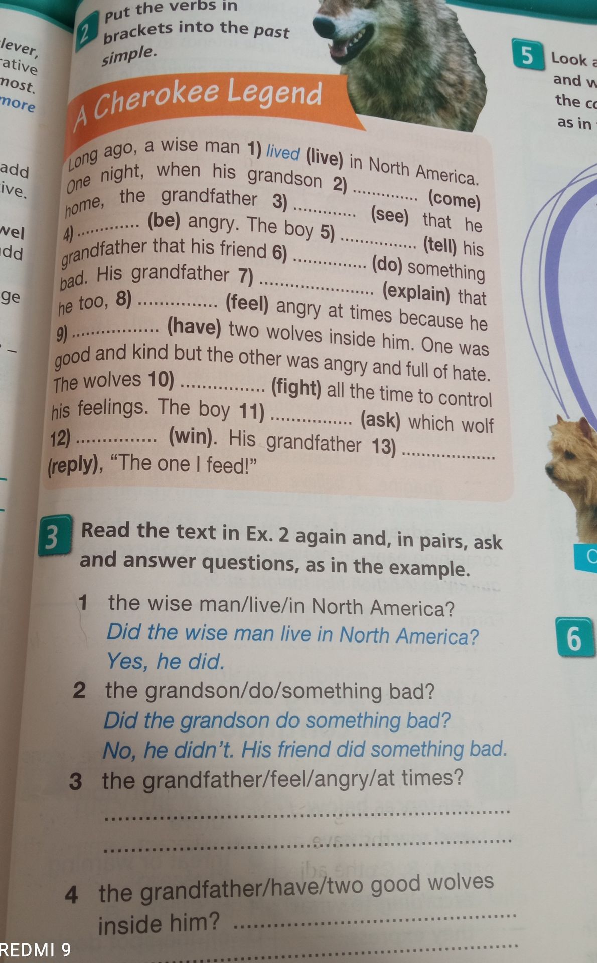 Фото задания: Read the text in Ex. 2 again and, in pairs, ask and answer questions, as in the example. 3) the grandfather/feel/angry/at…
