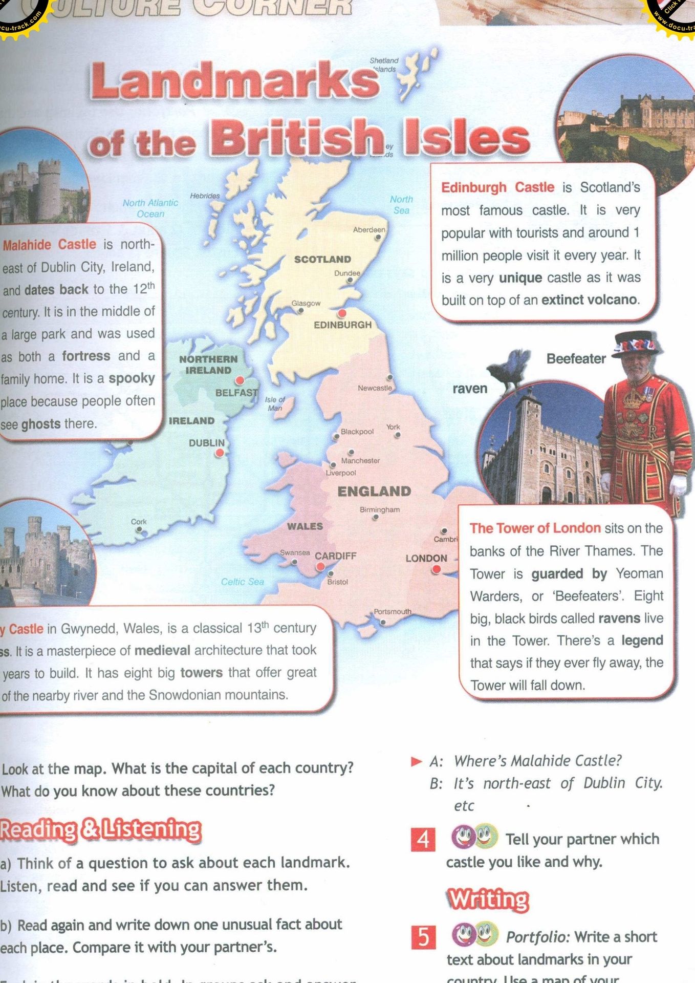 Фото задания: Read again and write down one unusual fact about each place. Compare it with your partner’s.