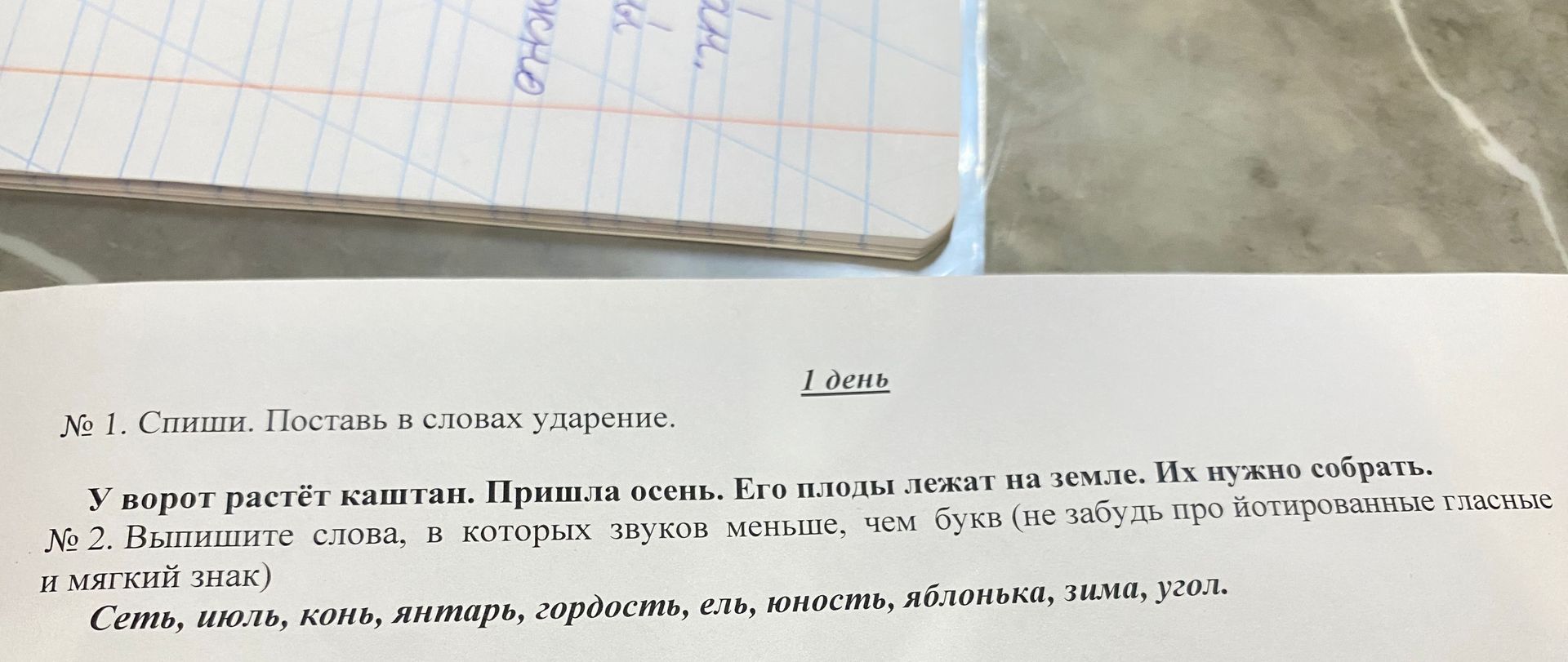 Фото задания: № 2. Выпишите слова, в которых звуков меньше, чем букв (не забудь про йотированные гласные и мягкий знак): Сеть, июль,…