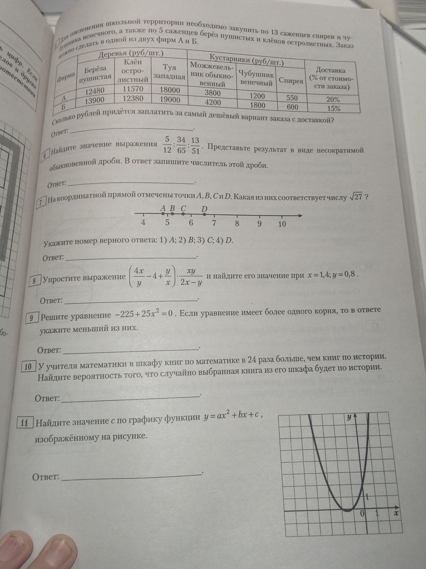 Фото задания: Найдите значение \(c\) по графику функции \(y=ax^2+bx+c\), изображённому на рисунке.