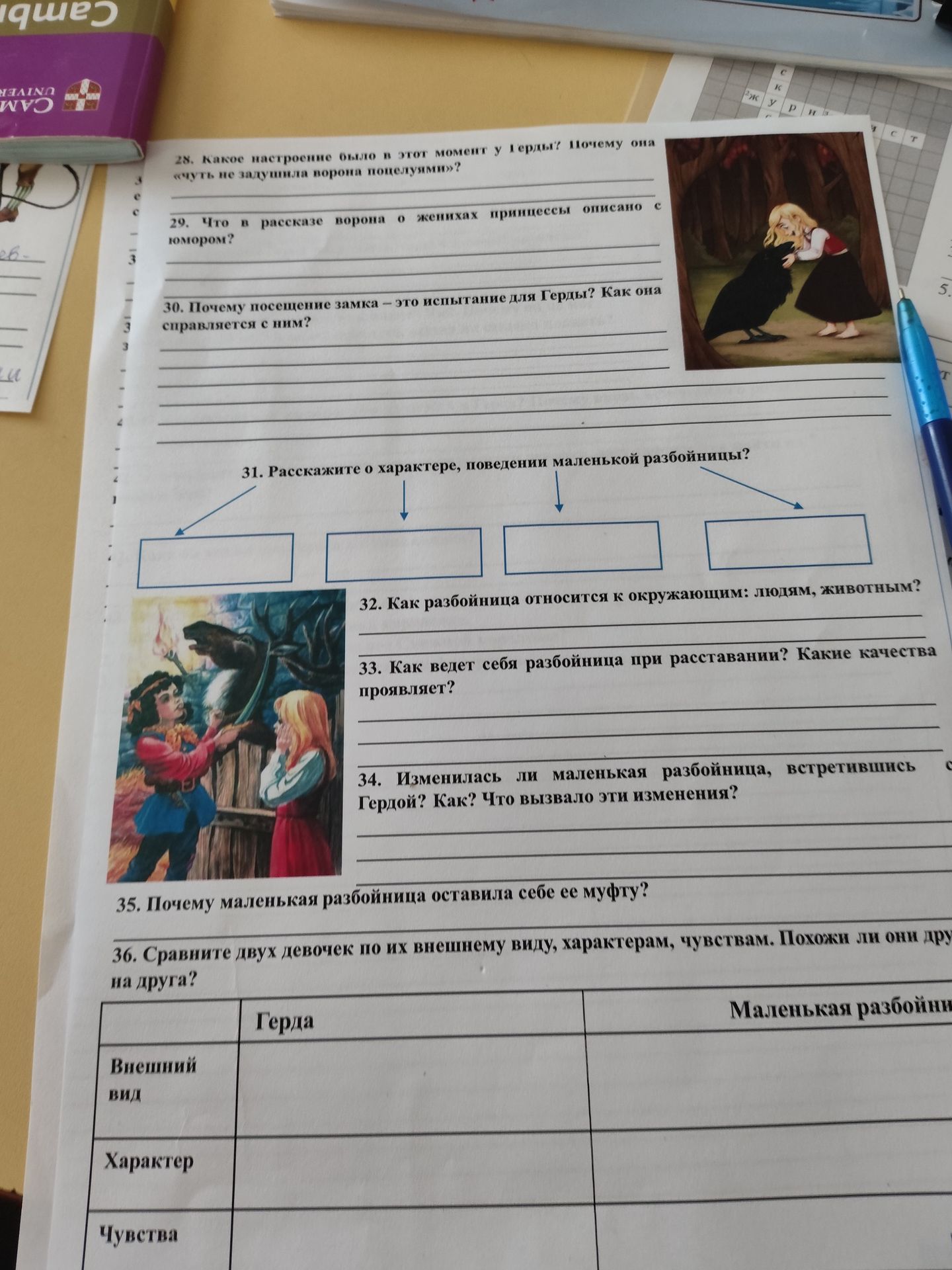 Фото задания: 35. Почему маленькая разбойница оставила себе её муфту?
