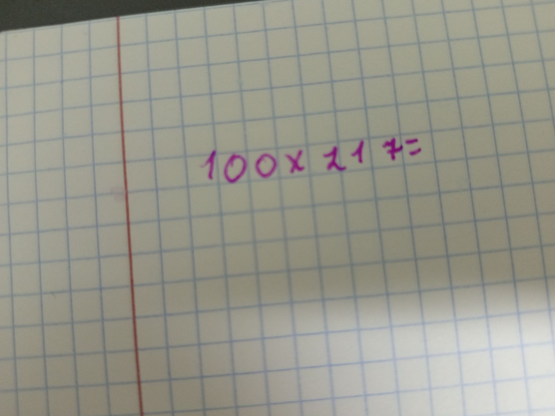 Фото задания: Вычислить: 100 × 21 + 7 =
