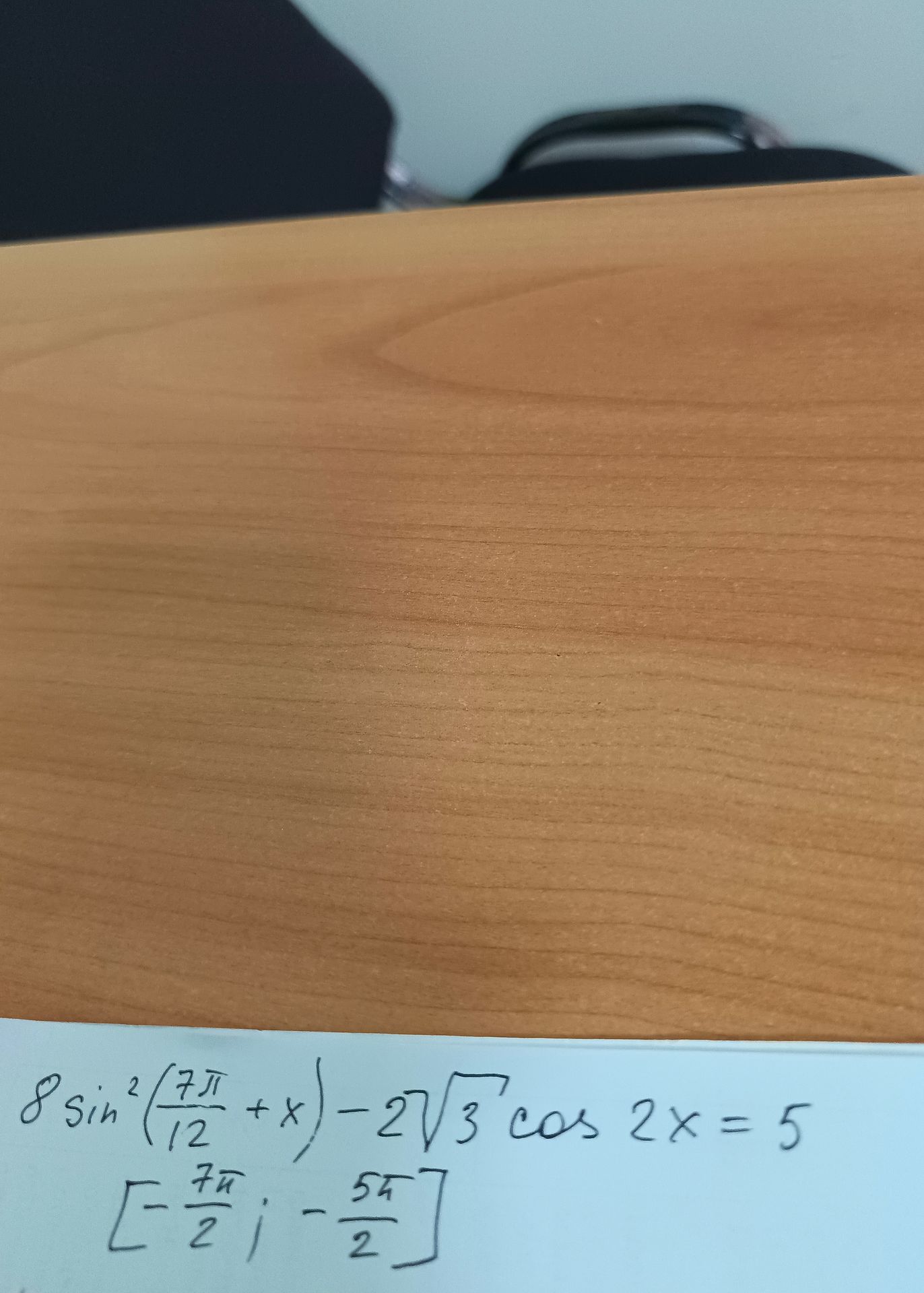Фото задания: Решить уравнение: \(8\sin^2\left(\frac{7\pi}{12}+x\right)-2\sqrt{3}\cos 2x=5\), если…