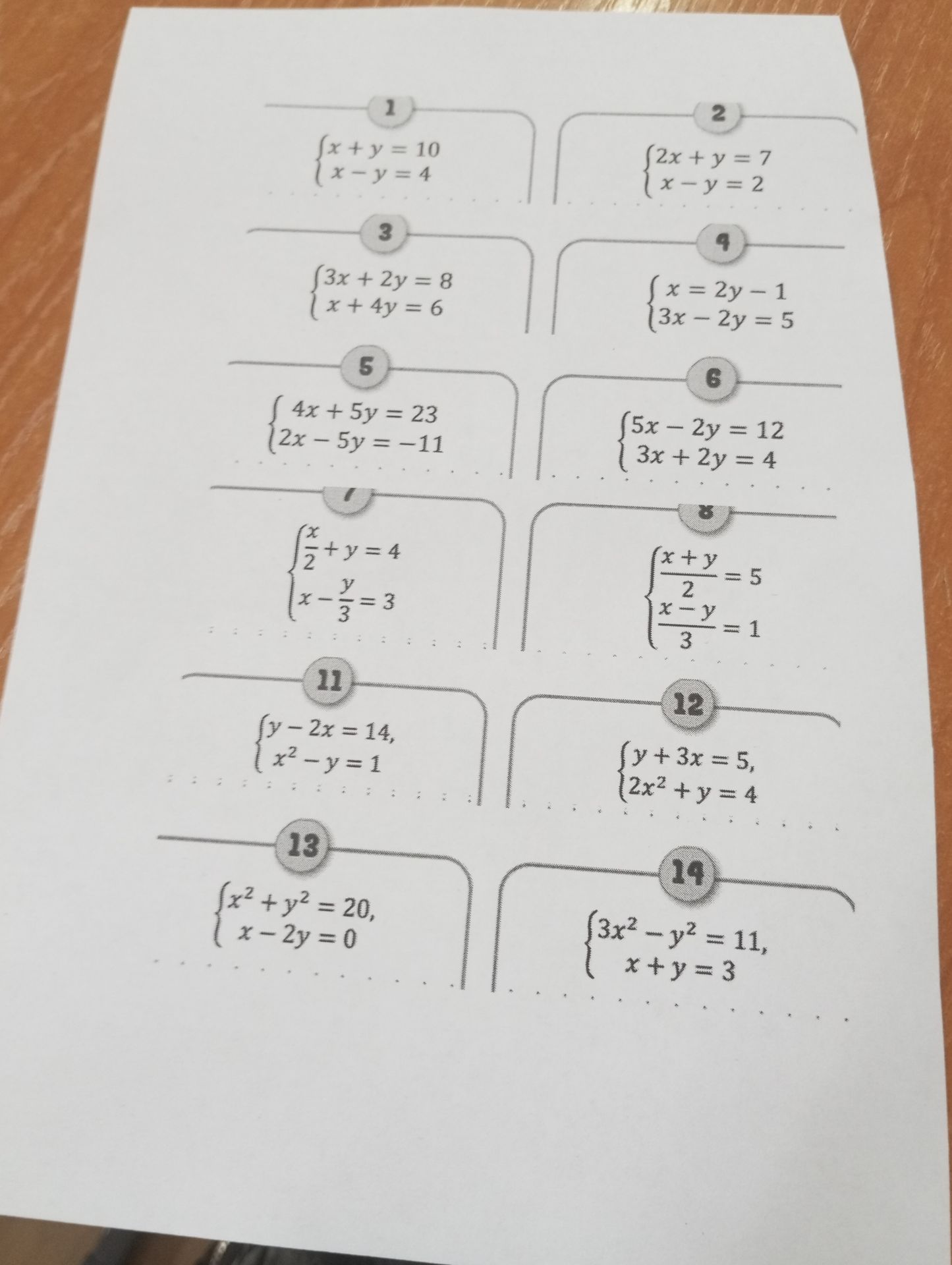 Фото задания: 1) Решить систему: x + y = 10; x − y = 4.