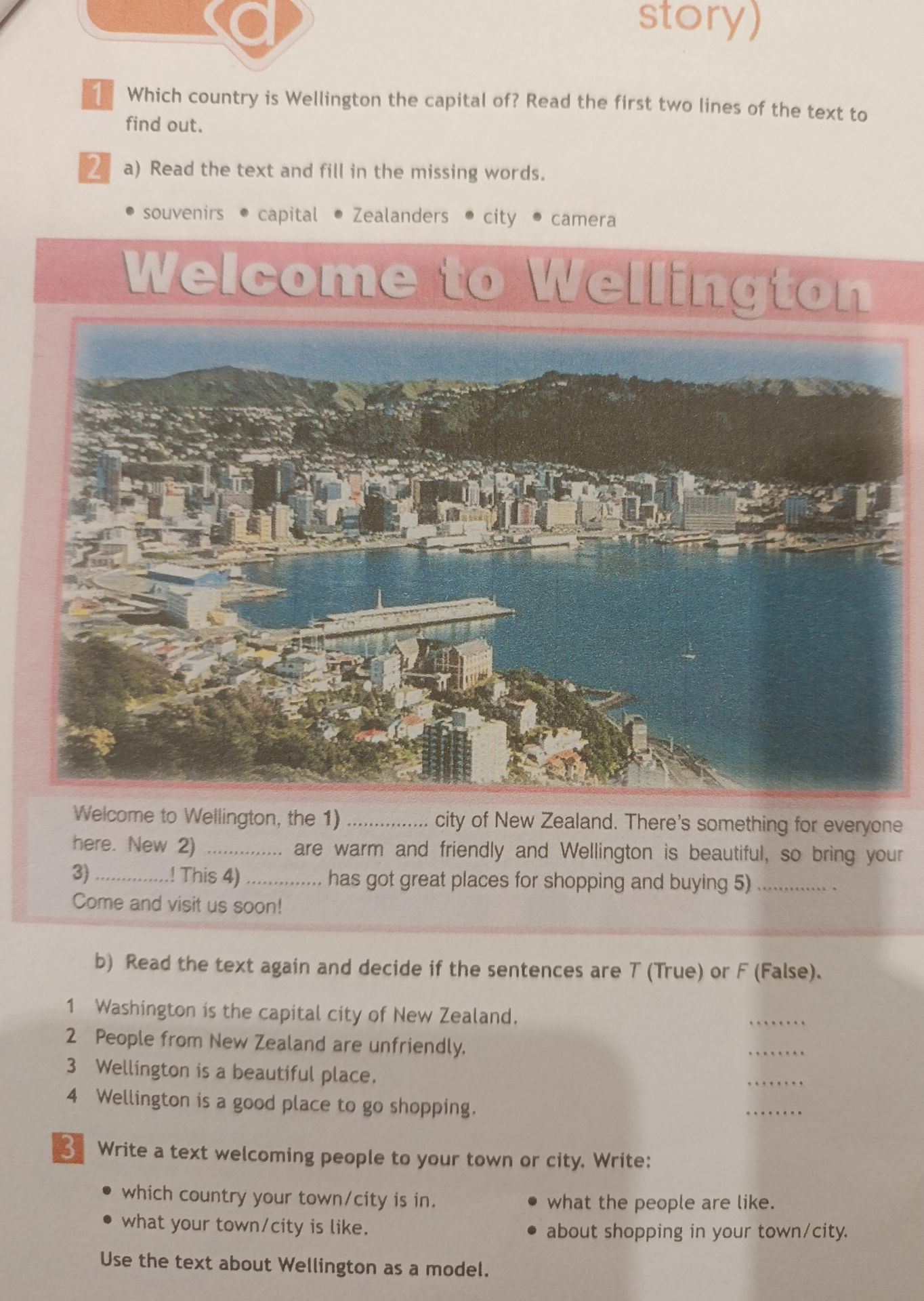 Фото задания: 1. Which country is Wellington the capital of? Read the first two lines of the text to find out.