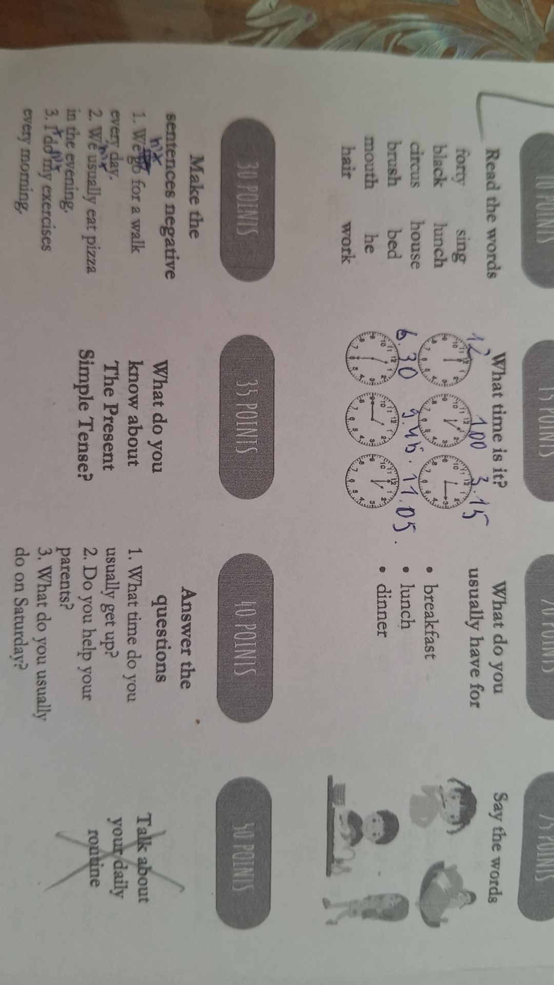 Фото задания: What time is it? Give the time shown on each of the six clocks.