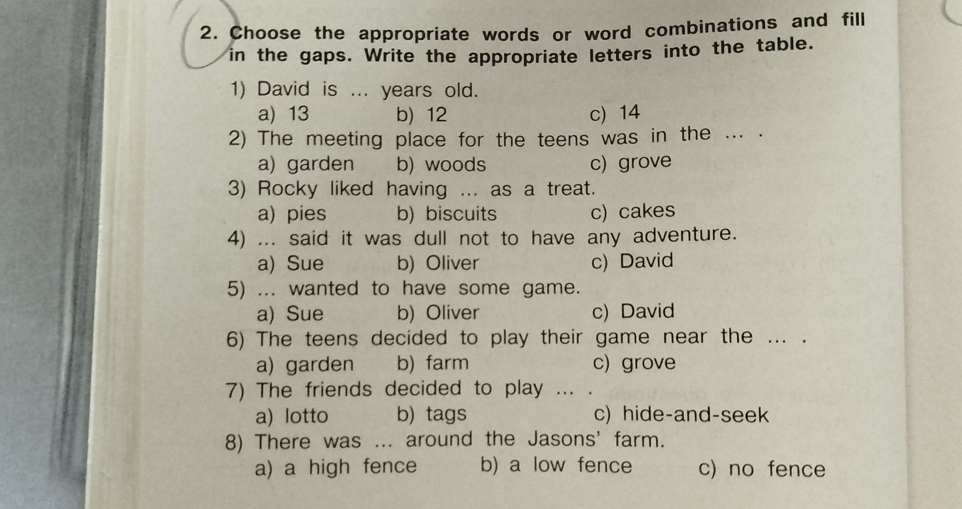 Фото задания: 2. Choose the appropriate words or word combinations and fill in the gaps. Write the appropriate letters into the table. 1)…