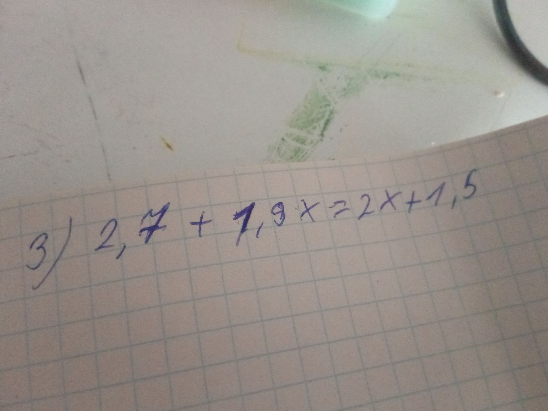 Фото задания: Вычислите: 3 : 2,7 + 1,9 × 2 + 1,5.