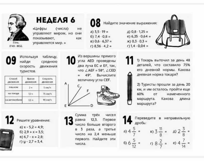 Фото задания: 09. Используя таблицу, найди среднюю скорость движения туристов. Способ движения: пешком — время движения 2 ч, скорость…