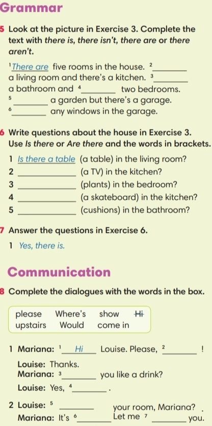 Фото задания: 6. Write questions about the house in Exercise 3. Use Is there or Are there and the words in brackets.