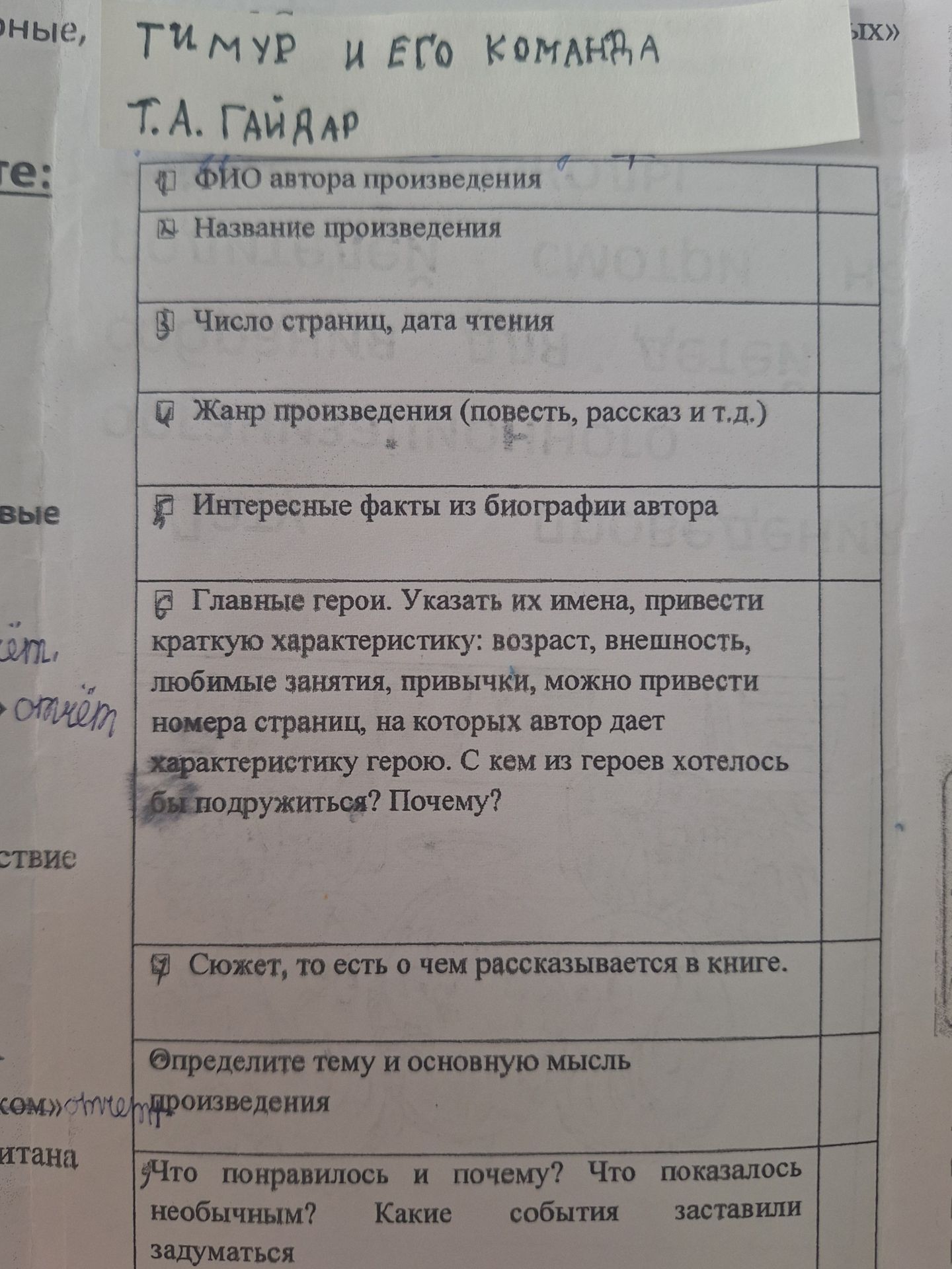 Фото задания: Заполните читательский дневник по произведению: 1) ФИО автора произведения; 2) название произведения; 3) число страниц,…