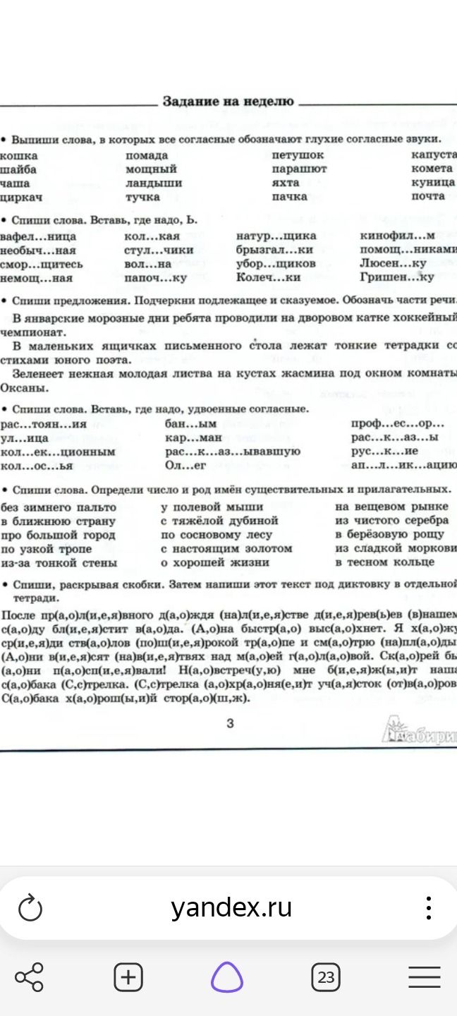 Фото задания: Спиши слова. Вставь, где надо, ь: вафел…ница, необыч…ная, сморч…-цитель, немощ…ная, кол…кая, стул…чики, волн…на, папоч…ку,…