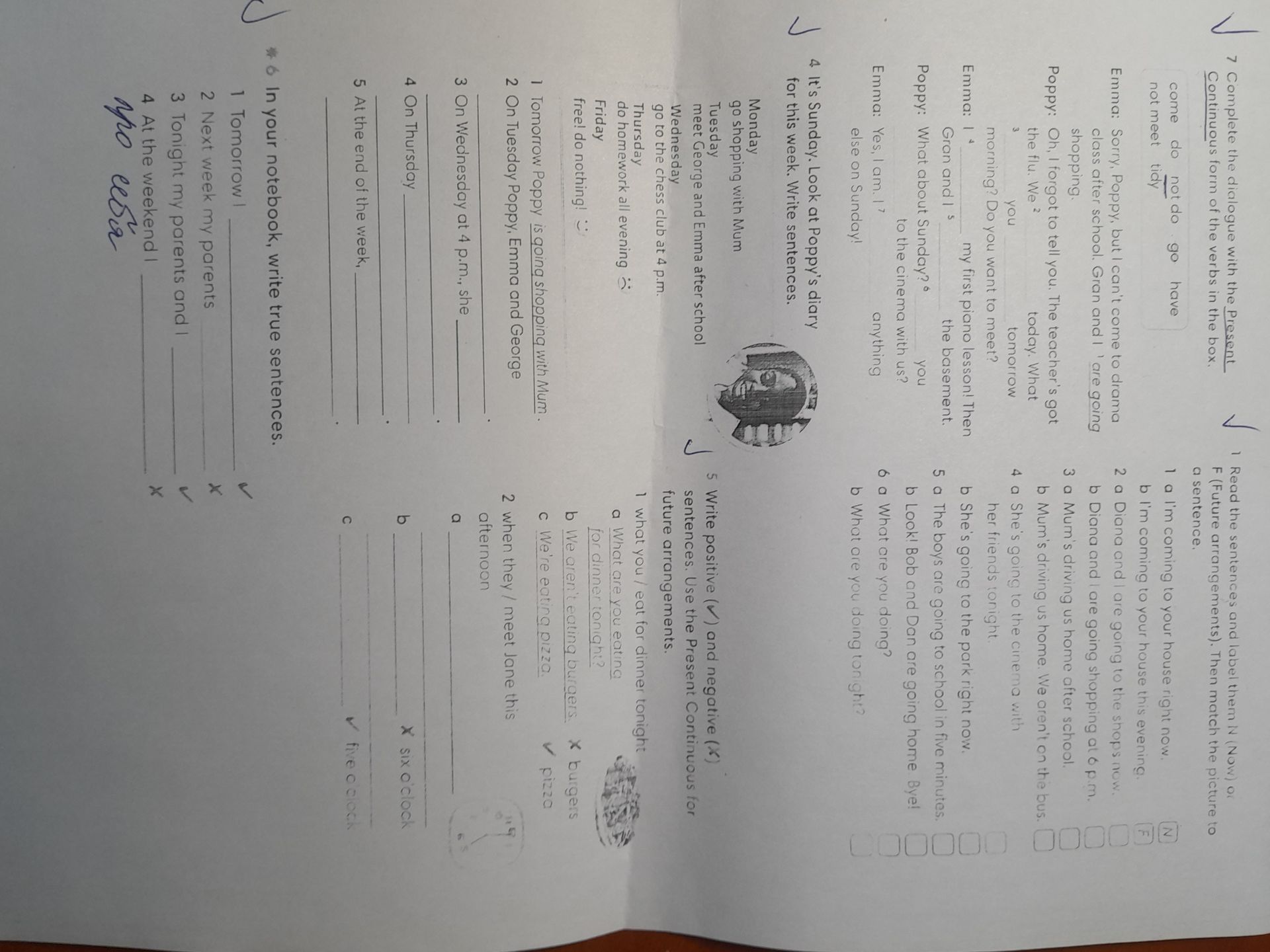 Фото задания: 5. The boys are going to school in five minutes. Look! Bob and Dan are going home. Match the sentences to the pictures.