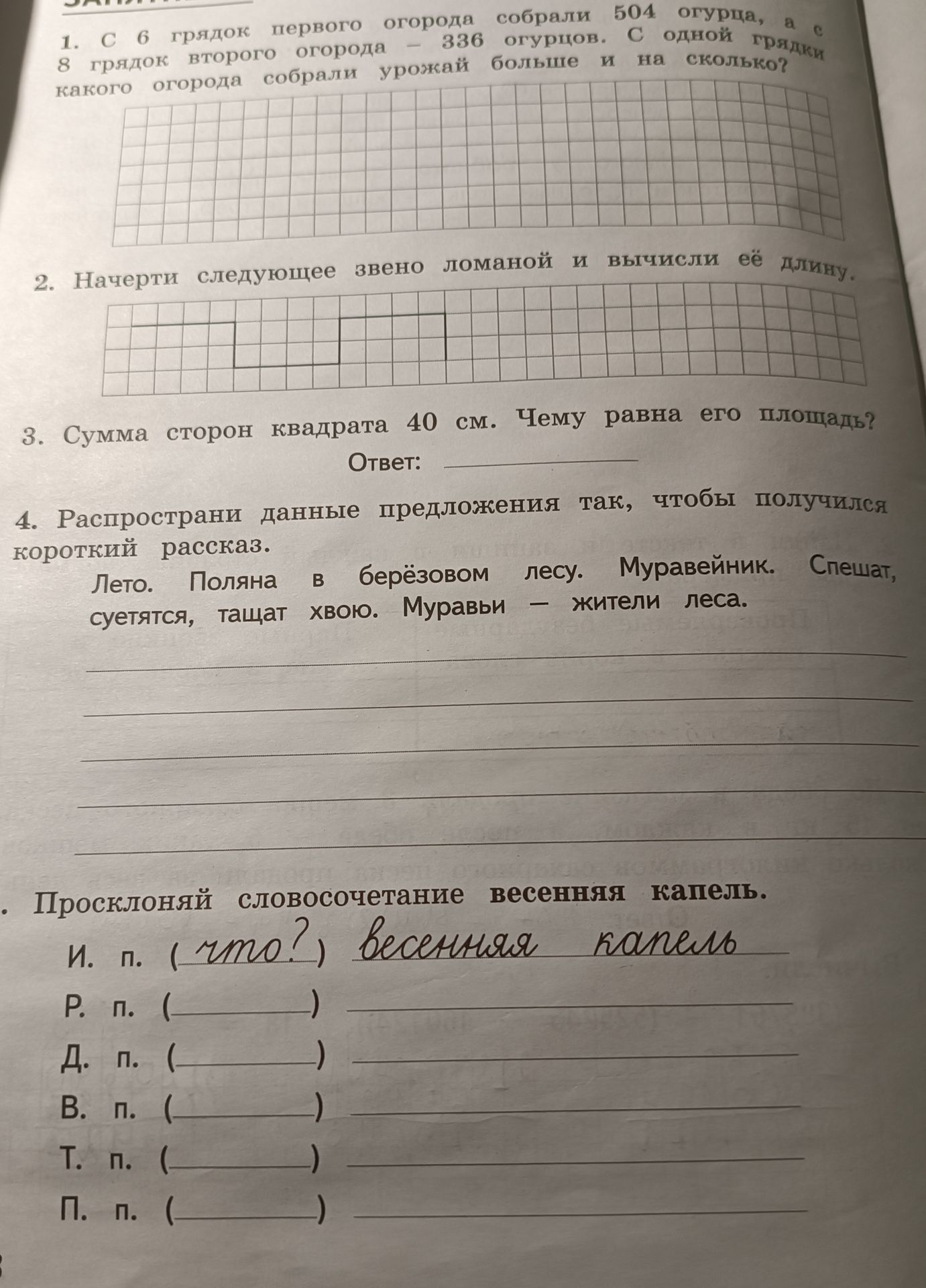 Фото задания: Просклоняй словосочетание «весенняя капель» по падежам.