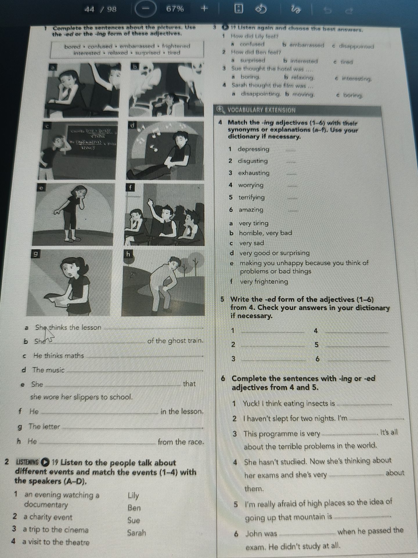 Фото задания: Write the -ed form of the adjectives (1–6) from exercise 4.